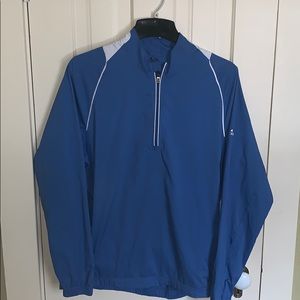 Adidas blue and reflective quarter zip.